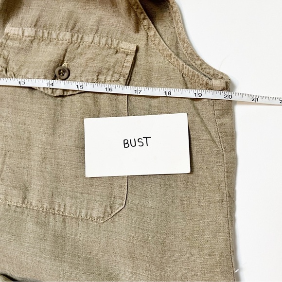 Bella Dahl Utility Romper Large‎ Soft Army sleeveless linen pockets drawstring - Picture 11 of 16
